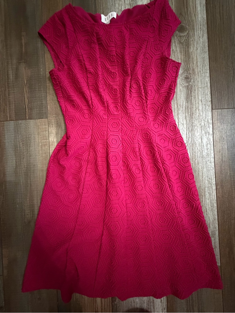 Elle Textured Fit-and-Flare Dress in Fuchsia Pink